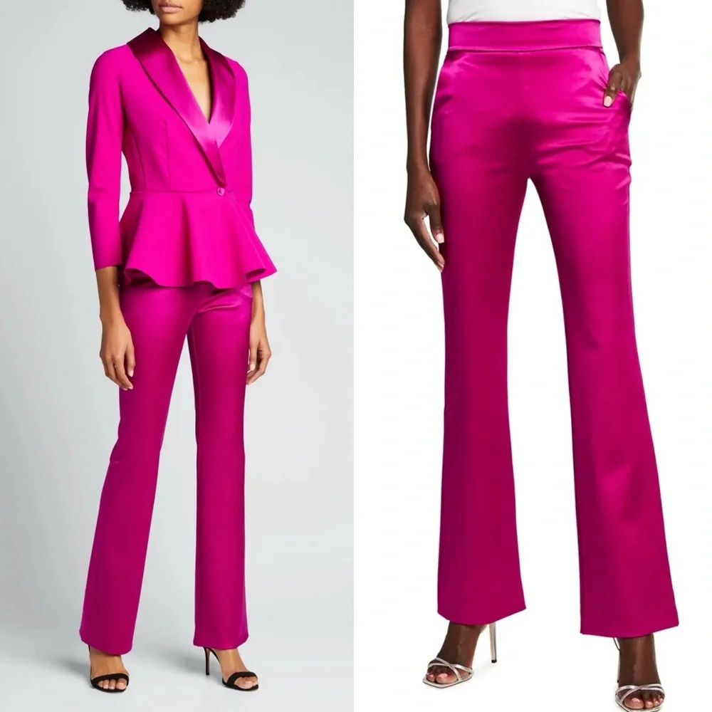 Chiara Boni Fuchsia Satin Flared Pants